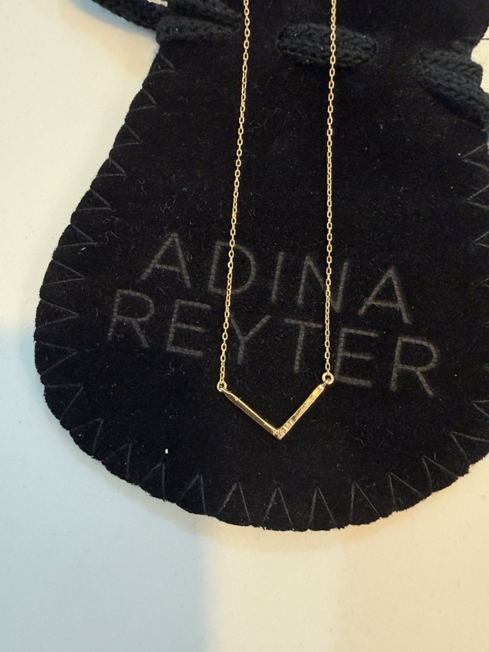 LIKE NEW. Adina Reyter Diamond Pave V Necklace. 14K Yellow Gold. - Picture 5 of 9